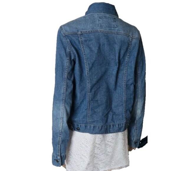The Limited Women's Denim Jean Jacket Blue Collared Med. Wash Retro Size L - Picture 5 of 9